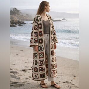 NWT Handmade Crochet Gunay Granny Square Boho Cardigan | 2X